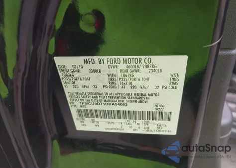 2011 Ford Escape Xlt from USA, damaged, VIN 1FMCU9D71BKA54083